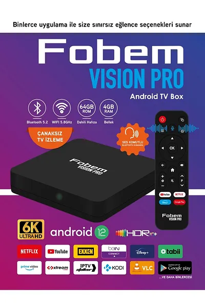 FOBEM VİSİON PRO ANDROİD TV UYDU ALICISI 4/64